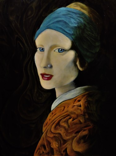Malerei mit dem Titel "La jeune fille à la…" von Max No, Original-Kunstwerk, Öl
