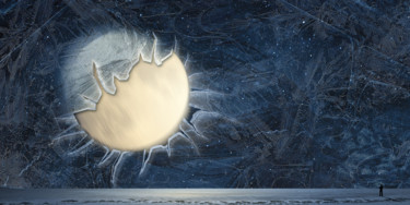Arte digitale intitolato "Lune transperçant u…" da Max Parisot Du Lyaumont, Opera d'arte originale, Pittura digitale Montato…