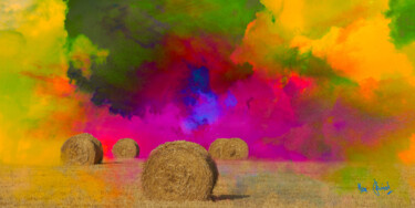 Arts numériques intitulée "Champ de blés" par Max Parisot Du Lyaumont, Œuvre d'art originale, Peinture numérique Monté sur A…