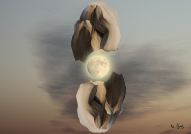 Digital Arts titled "Naissance de la Lune" by Max Parisot Du Lyaumont, Original Artwork, Photo Montage