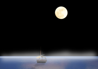 Arts numériques intitulée "Lune noire" par Max Parisot Du Lyaumont, Œuvre d'art originale, Photo montage