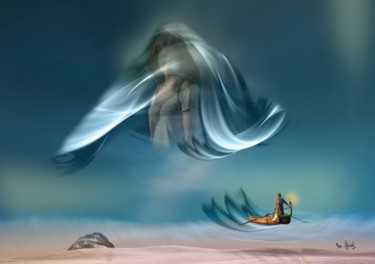 Digitale Kunst mit dem Titel "Ciel turquoise: L'A…" von Max Parisot Du Lyaumont, Original-Kunstwerk, Fotomontage