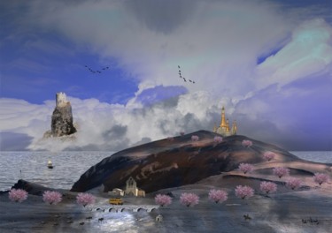 Arts numériques intitulée "chateau, terre roug…" par Max Parisot Du Lyaumont, Œuvre d'art originale, Photo montage