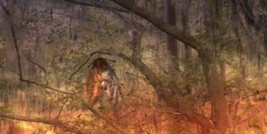 Digitale Kunst mit dem Titel "La dame de la forêt" von Max Parisot Du Lyaumont, Original-Kunstwerk, Digitale Malerei Auf Kei…