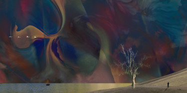 Arts numériques intitulée "Le bateau, l'arbre…" par Max Parisot Du Lyaumont, Œuvre d'art originale, Peinture numérique Monté…