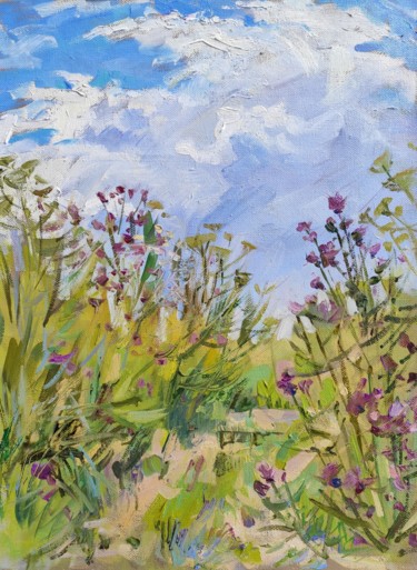 Summer landscape. Bright flowers painting Painting titled "Summer landscape. B…" by Maria Iakovleva, Original Art, Oil