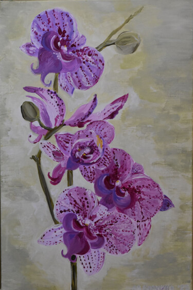 Peinture intitulée "Чарующие орхидеи" par Liudmila Vasilevna Blokhina, Œuvre d'art originale, Acrylique