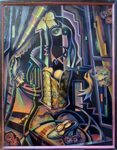 Painting titled "Femme à la Burka" by May, Original Artwork, Oil