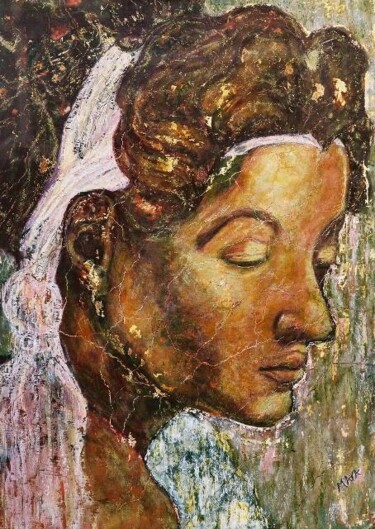 Peinture intitulée "L'egerie de Michelo…" par Maya Arti, Œuvre d'art originale, Huile