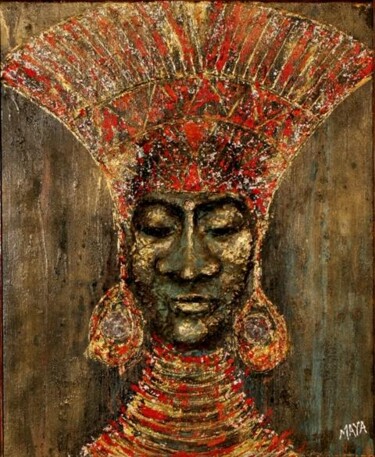 Peinture intitulée "SOLEIL AZTEQUE 2" par Maya Arti, Œuvre d'art originale, Huile