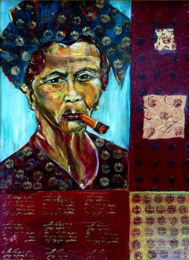 Pintura intitulada "la fumeuse de havan…" por Maya Arti, Obras de arte originais