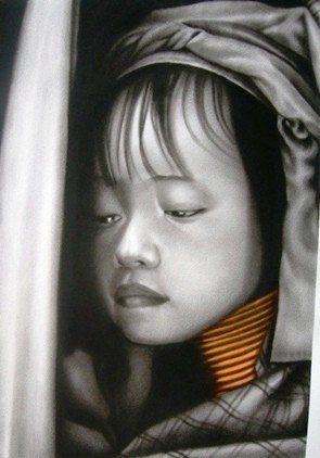 Картина под названием "PADONG DU FEU" - Maya Arti, Подлинное произведение искусства, Масло