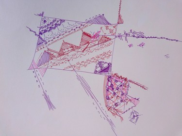 Disegno intitolato "le cerf volant pois…" da Maya Azeggagh, Opera d'arte originale, Pennarello