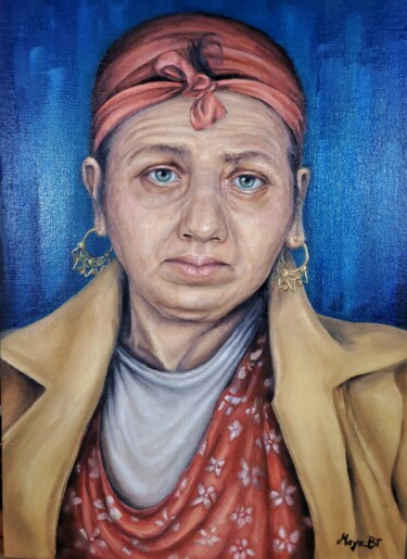 Painting titled "Hadda" by Maya Bt, Original Artwork, Oil Mounted on Wood Stretcher frame