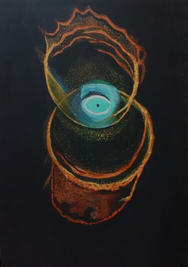 Картина под названием "L’œil cosmique" - Maya Del Villar, Подлинное произведение искусства, Масло