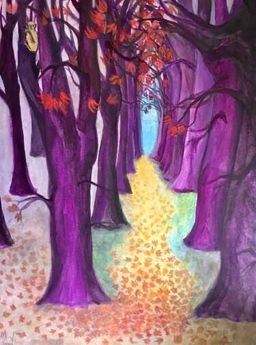 Peinture intitulée "La forêt des ailleu…" par Maya Del Villar, Œuvre d'art originale, Huile