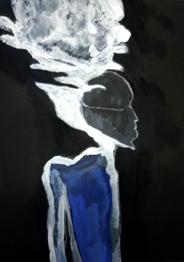 Malerei mit dem Titel "L'homme nuage" von Maya Del Villar, Original-Kunstwerk, Öl