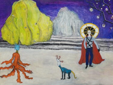 Painting titled "Visite imprévue" by Maya Del Villar, Original Artwork, Oil