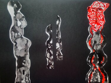 Collagen mit dem Titel "Le passé liquide" von Maya Del Villar, Original-Kunstwerk, Tinte
