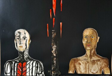 Collages titled "L'homme plus" by Maya Del Villar, Original Artwork, Ink