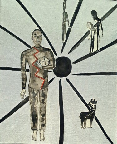 Collages titled "Grosse Migraine" by Maya Del Villar, Original Artwork, Oil
