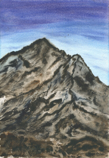 Painting titled "Earth mountains" by Maya Galleas, Original Artwork, Watercolor