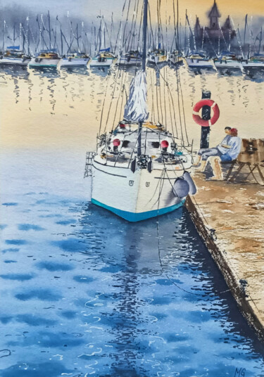 「Rest after Sailing」というタイトルの絵画 Maya Galleasによって, オリジナルのアートワーク, 水彩画