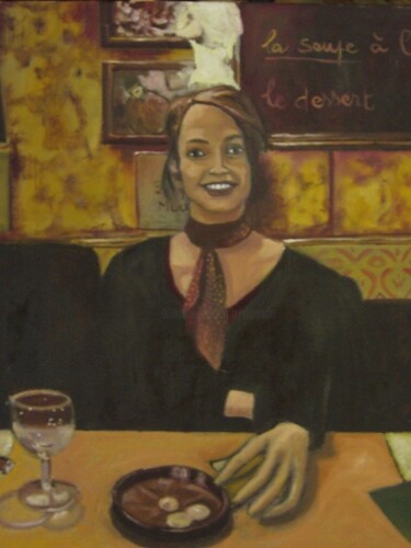 Peinture intitulée "Bistrot d'en bas" par Maya Ratovondrahona, Œuvre d'art originale, Huile