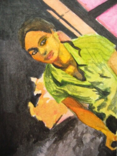 Painting titled "Autoportrait" by Maya Ratovondrahona, Original Artwork, Oil