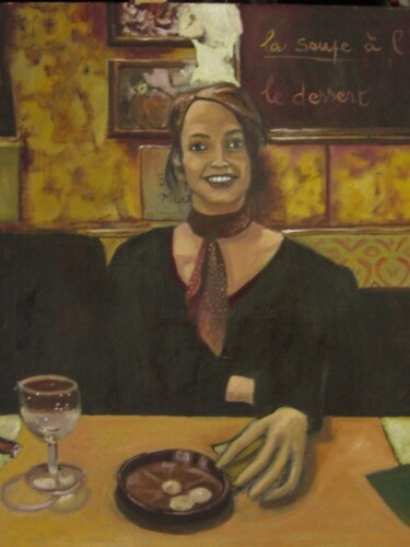 Peinture intitulée "Bistrot d'en bas" par Maya Ratovondrahona, Œuvre d'art originale