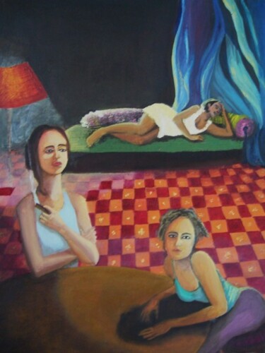 Peinture intitulée "Saloon" par Maya Ratovondrahona, Œuvre d'art originale, Huile