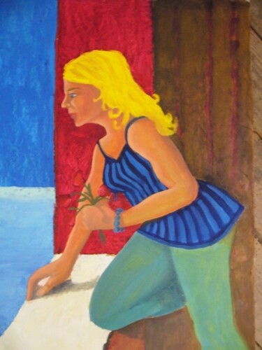 Peinture intitulée "L'attente 2" par Maya Ratovondrahona, Œuvre d'art originale, Autre