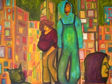 Painting titled "balade nocturne" by Maya Ratovondrahona, Original Artwork, Oil