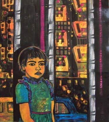 Painting titled "L'enfant des rues" by Maya Ratovondrahona, Original Artwork, Oil