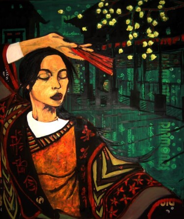 Painting titled "Danse au clair de l…" by Maya Ratovondrahona, Original Artwork, Oil