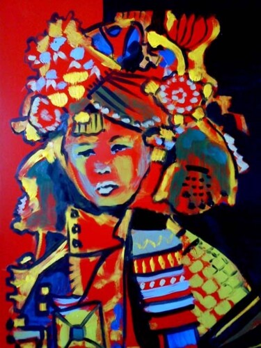 Peinture intitulée "Petit samouraï" par Maya Ratovondrahona, Œuvre d'art originale, Huile