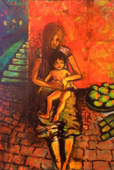 Peinture intitulée "Espoir" par Maya Ratovondrahona, Œuvre d'art originale, Huile