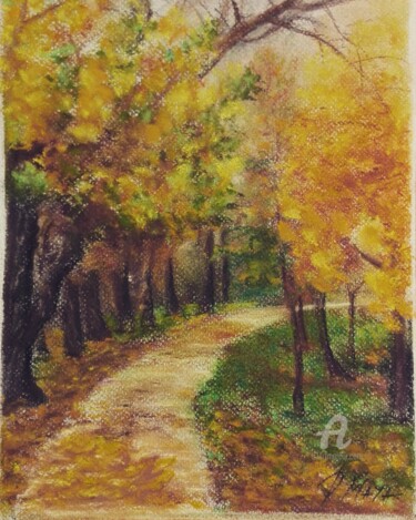 Painting titled "Autumn" by D Maya, Original Artwork, Pastel