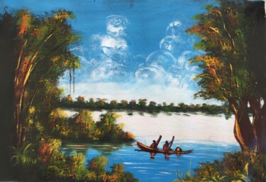 Peinture intitulée "Fleuve" par Mayala, Œuvre d'art originale, Acrylique