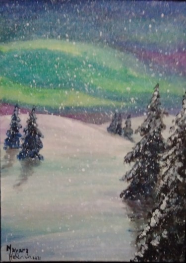 Painting titled "Winter landscape I" by Mayara Heidrich, Original Artwork, Acrylic