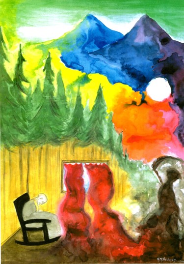 Painting titled "Vida e Morte" by Mayara Heidrich, Original Artwork, Watercolor