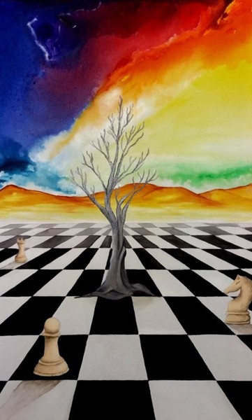 Painting titled "Chess" by Mayara Heidrich, Original Artwork, Acrylic