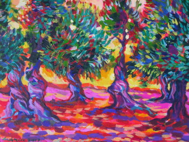 Pittura intitolato "Orchards of Puglia…" da Maja Grecic, Opera d'arte originale, Acrilico