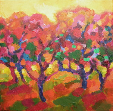 Peinture intitulée "Colourful orchard I" par Maja Grecic, Œuvre d'art originale, Acrylique