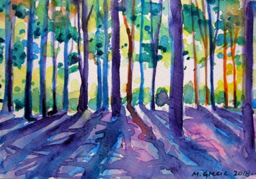Schilderij getiteld "Fresh forest" door Maja Grecic, Origineel Kunstwerk, Aquarel
