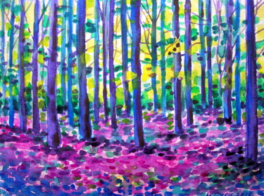 Schilderij getiteld "Forest awakes II" door Maja Grecic, Origineel Kunstwerk, Aquarel