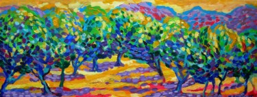 Peinture intitulée "Orchard panorama" par Maja Grecic, Œuvre d'art originale, Acrylique