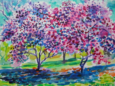 Ζωγραφική με τίτλο "Spring blossom" από Maja Grecic, Αυθεντικά έργα τέχνης, Ακουαρέλα