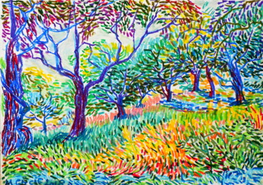 Desenho intitulada "Orchard etude No 5" por Maja Grecic, Obras de arte originais, Pastel