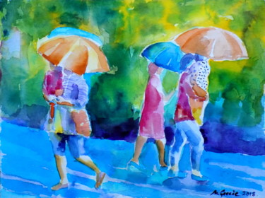 Malerei mit dem Titel "Out and about" von Maja Grecic, Original-Kunstwerk, Aquarell